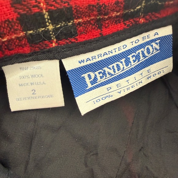 Pendleton Wool Skirt Womens 2P Red Black Plaid Vintage Tartan =Pencil Midi 1980s - Picture 3 of 7